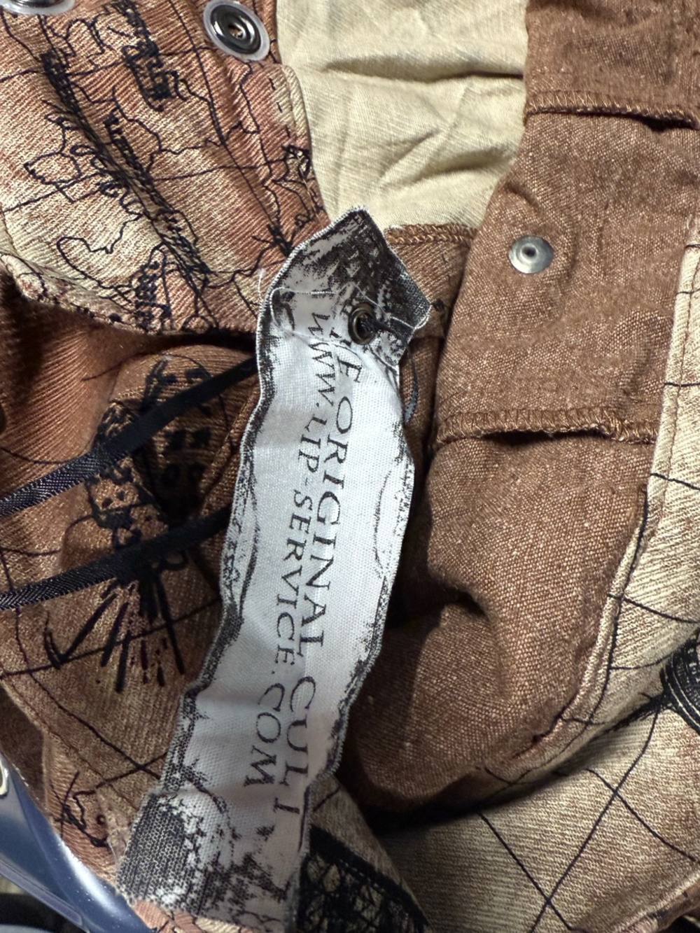 Lip Service Map of the World Pleated Cargo Kilt, Steampunk, Traveler, Goth, Punk - Picture 8 of 11